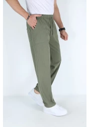 JAGER FABEL بنطال رياضي رجالي كاكي مرن ومريح من القطن