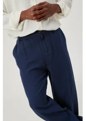 NOMARC Navy Blue Linen - Loose Cut Trousers