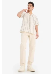 Defacto Regular Fit Apache Collar Summer Striped Short Sleeve Shirt E4944Ax25Sp