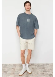  Collection AnThraciTe Eagle PrinTed Pale EffecT Oversize CoTTon T-Shirt - TMNSS24TS00006