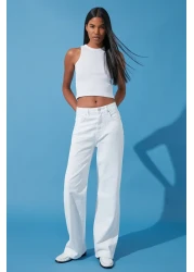  Collection جينز أبيض عالي الخصر وواسع الساق TWOSS24JE00140