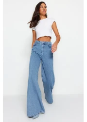  Collection جينز بالازو أزرق عالي الخصر وواسع الساق - TWOSS23JE00286