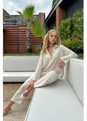 Trend Alaçatı Stili طقم تريكو نسائي ذو فتحة كريمية وسحاب علوي وسفلي ALC-X12275