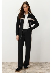  Modest طقم علوي وسفلي من قماش سكوبا أسود - مضلع، TCTAW24US00071