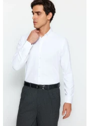  Collection White Slim Fit Easy Ironable Smart Men's Shirt Tmnaw24Go00096