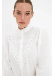  Collection Cotton White Lace Shirt - Regular Fit TWOAW21GO0077