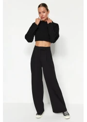  Collection High Waist Velcro Pleated Wide Leg Knitted Trousers - Twoaw24Pl00177