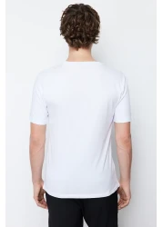  Collection White Slim/Narrow Cut Short Sleeve 100% Cotton Crew Neck T-Shirt Tmnss19Bo0001