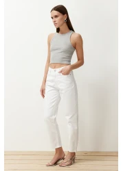  Collection White High Waist Mom Jeans Twoaw24Je00076