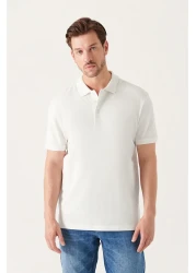 Avva Men's White 100% Cotton Cool Polo Collar T-Shirt E 001004