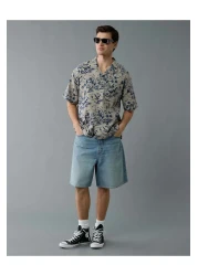 American Eagle Ae Poolside Striped Button-up Shirt