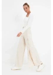  Collection Wide Leg and Buttons Side Woven Fabric Pants - Twoss20Pl0398