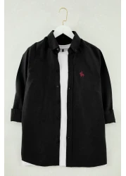  Collection Black Regular Fit Embroidery Detail Smart Shirt Tmnaw25Go00036