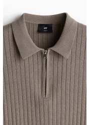 H&M Slim Fit Rib-knit Polo Shirt