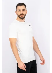 Puma تي شيرت رجالي برقبة دائرية وشعار العلامة التجارية، أبيض