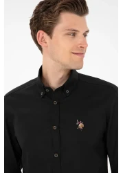 U.S. Polo Assn. قميص أساسي أسود بأكمام طويلة للرجال 50293847 -VR046