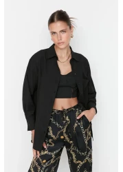  Collection Black Single Pocket Boyfriend/Wide Fit Cotton Woven Shirt TWOAW20GO0115