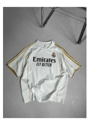 SENTİNEL WEAR تي شيرت مدريد ذهبي مطرز فاخر كبير الحجم