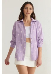  Collection Lilac Striped Floral Cotton Woven Shirt Twoss23Go00373