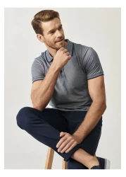 AC&Co / Altınyıldız Classics Navy Blue Slim Fit Polo Collar Men's T-Shirt - Non-Shrinkable Cotton Fabric