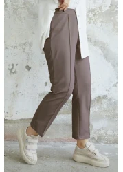 InStyle Waist Zippered Grass Pants - Milky Brown