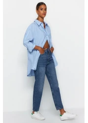  Collection Dark Blue High Waist Mom Jeans TWOAW24JE00076