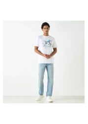 Lee Cooper تي شيرت مطبوع برقبة دائرية وأكمام قصيرة