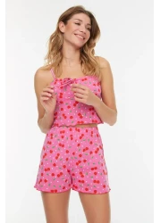  Collection طقم بيجامة بنقشة الكرز مع شورت وردي - 100% قطن THMSS22PT0649