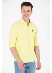 U.S. Polo Assn. قميص أساسي بأكمام طويلة أصفر نيون للرجال 50262980 -VR168
