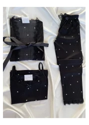 Pijamacs Black Heart Patterned Pegasus Pajama Set with Apron