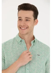 U.S. Polo Assn. قميص رجالي بلون النعناع - كم طويل، موديل 50264263 -vr090