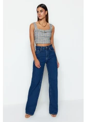  Collection Dark Blue High Waist Wide Leg Jeans Twoss23Je00068