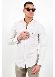 Manche قميص كتان رجالي مطرز بالأحجار - Mes116488-01