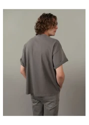 American Eagle Ae Gray Oversized Logo T-Shirt - U-0181-3902