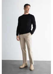 Defacto بنطال تشينو قماش بقصة عادية 4 جيوب قطن مرن مستقيم الساق C9440ax24au