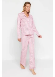  Collection 100% Cotton Pink Striped Shirt and Pants Sleepwear Set - THMAW24PT00144