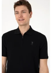 U.S. Polo Assn. تي شيرت أسود بياقة بولو وقصة عادية للرجال 50299601-vr046
