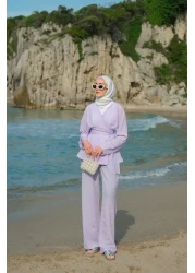 LOCCO Women's Seersucker Suit Lilac