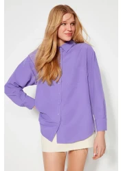  Collection Light Purple Single Pocket Boyfriend/Wide Fit Cotton Woven Shirt TWOAW20GO0115