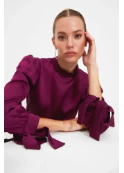  Collection Satin Woven Blouse - Plum Color, Tie Detailed TOFAW19FG0082