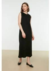  Modest فستان أسود بدون أكمام ببطانة طويلة TCTSS21UK0034