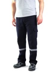 ESERIS 16-12 Gabardine Commando Work Trousers with Pockets Reflective - Summer - Navy Blue