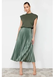  Collection Mint Pleated Maxi Stretchy Knitted Skirt TWOSS24ET00041