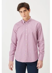 AC&Co / Altınyıldız Classics قميص رجالي برتقالي بقصة ضيقة وقصة ضيقة وياقة بأزرار من القطن