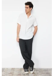  Collection Ecru Knitted Shirt - Regular Fit, Half Placket, Comfortable TMNSS24GO00036