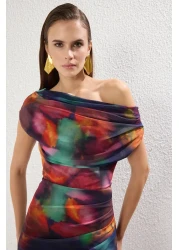  Collection فستان سهرة أنيق متعدد الألوان من التول المحبوك فستان التخرج الليلي TPRSS25EL00015