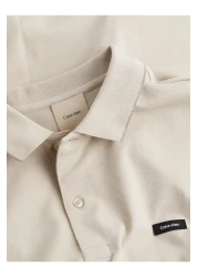 Calvin Klein Men's Beige Polo Neck T-Shirt - Cotton Woven Fabric, Logo, K10K 112751 -Pea