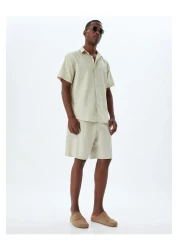 Koton قميص أساسي من مزيج الكتان بأكمام قصيرة