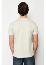  Collection تي شيرت مخطط مطبوع 100% قطن بأكمام قصيرة - رقبة دائرية TMNSS24TS00059