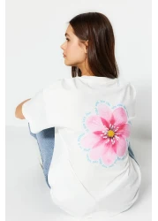  Collection تيشيرت محبوك من القطن 100% بريميوم إكرو مطبوع مريح/واسع ومريح TWOSS23TS00374